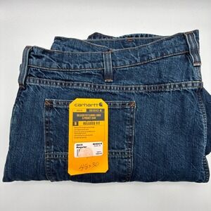 Carhartt BD4942-M Relaxed Fit Flannel Lined 5-Pocket Jeans Mens 48x30 Blue Denim